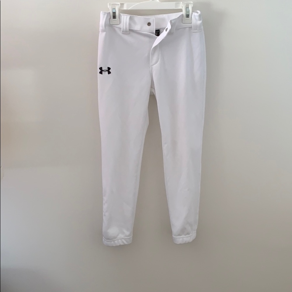 white Under Armour softball/baseball pants